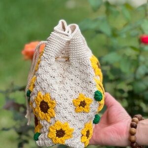 Handcrafted Sunflower Crochet Bag